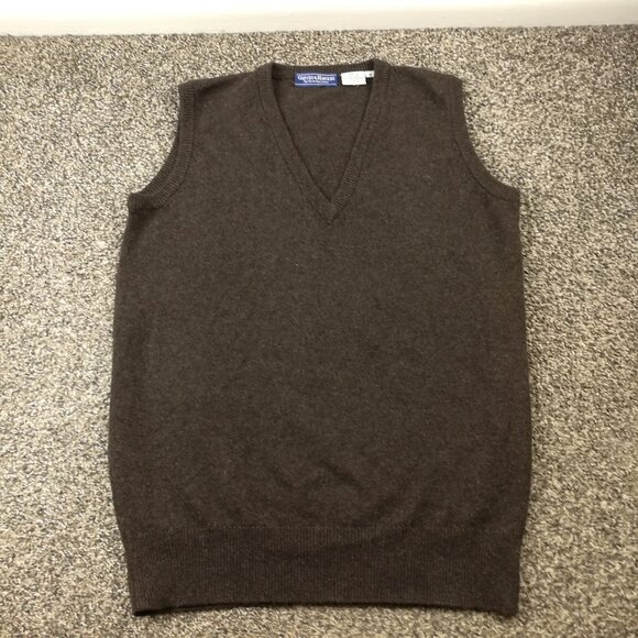 Vintage Gieves & Hawkes Sweater Vest 100% Cashmere V Neck Brown Mens Medium - Picture 1 of 7